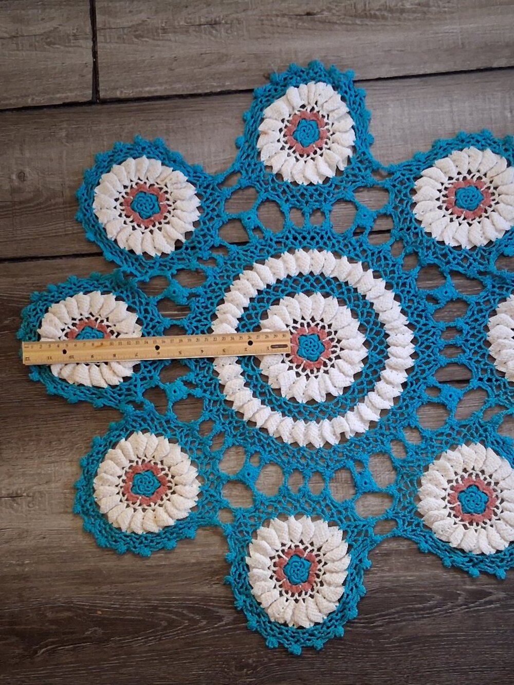 Colorful Large Crochet Table Topper  27"x 27"  Summer Colors